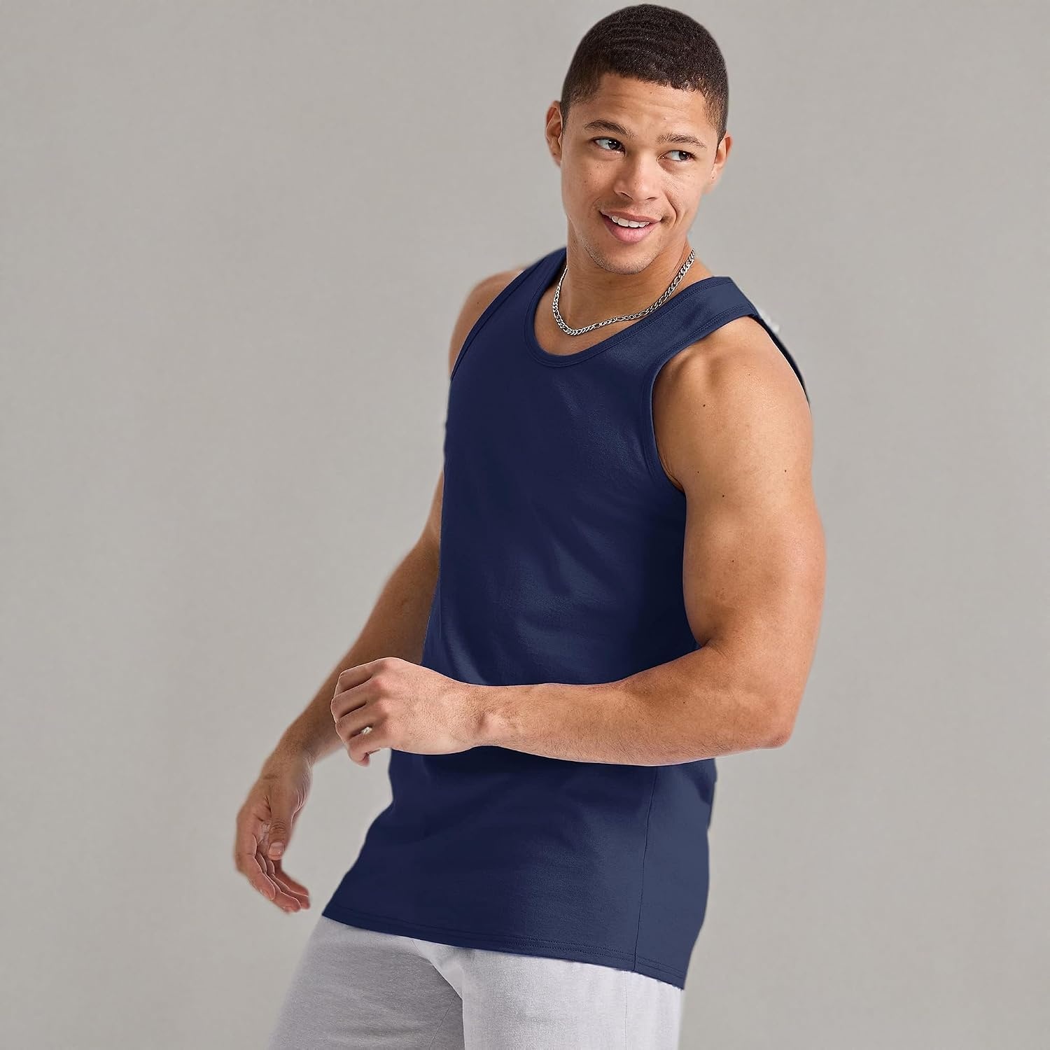 image:imageHanes Mens Essentials Tank Top Pack Midweight Cotton Tanks Sleeveless Shirts 3PackAthletic Navy
