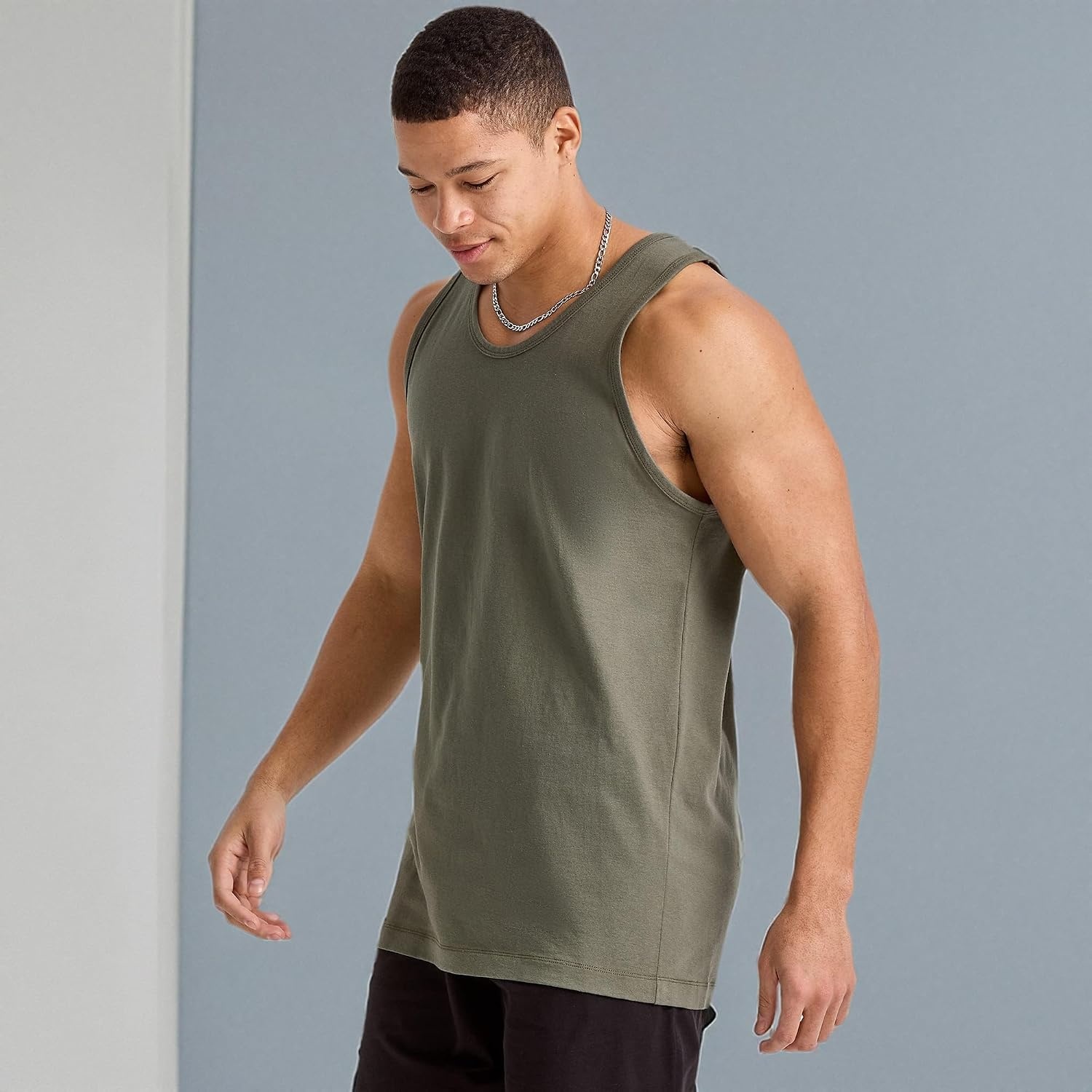 image:imageHanes Mens Essentials Tank Top Pack Midweight Cotton Tanks Sleeveless Shirts 3PackCamouflage Green