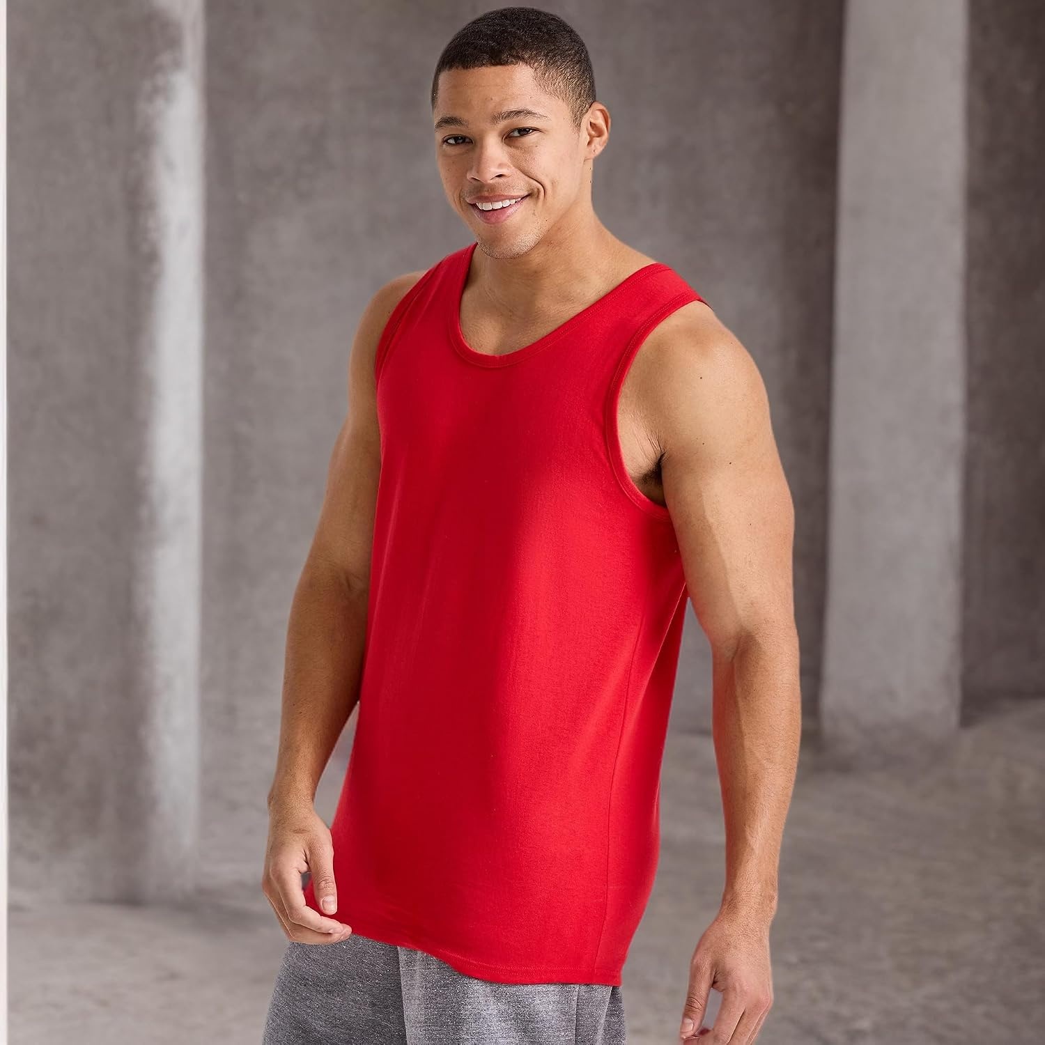 image:imageHanes Mens Essentials Tank Top Pack Midweight Cotton Tanks Sleeveless Shirts 3PackChampion Scarlet