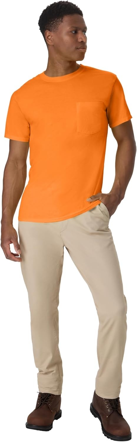 image:imageHanes Mens Mens Workwear Short Sleeve Tee 2PackSafety Orange