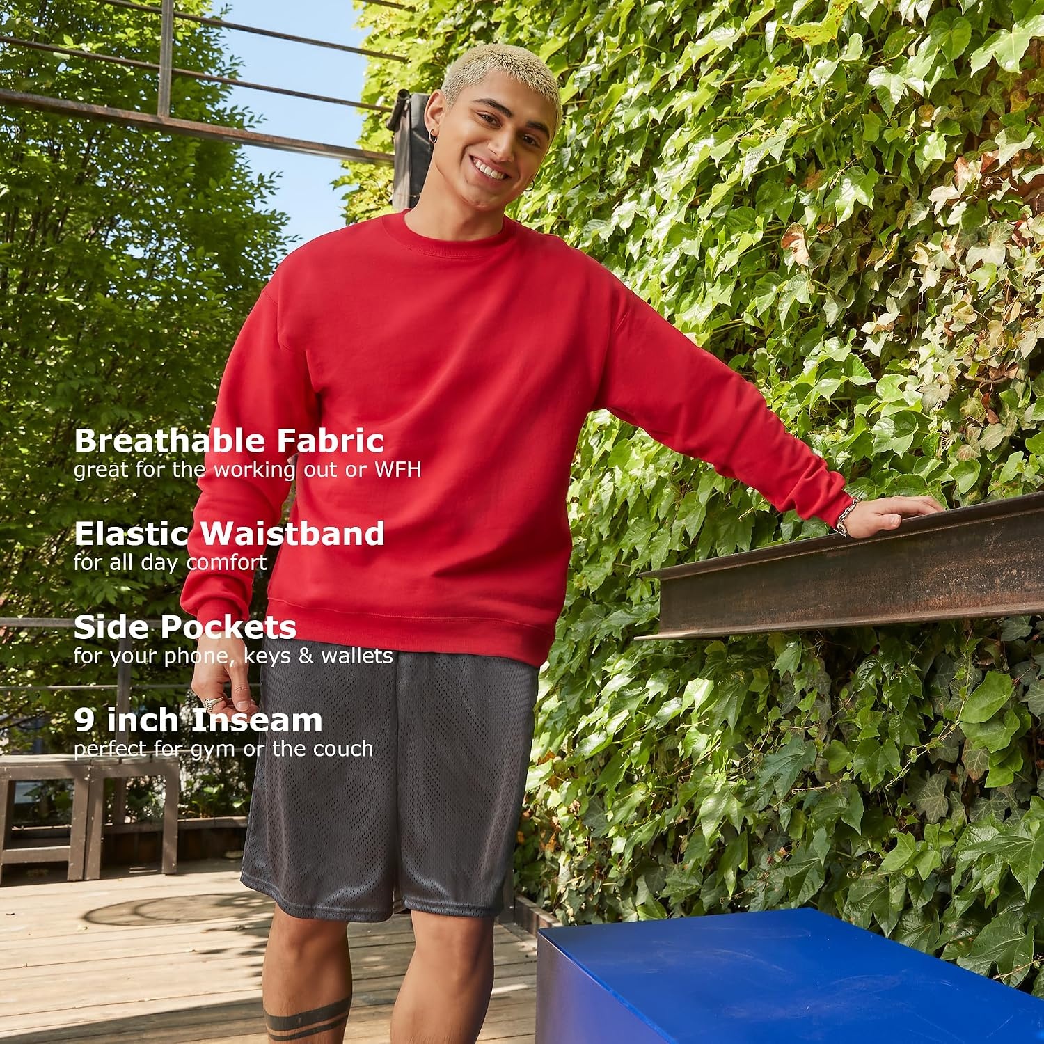 image:imageHanes Mens Mesh Pocket ShortRailroad Gray