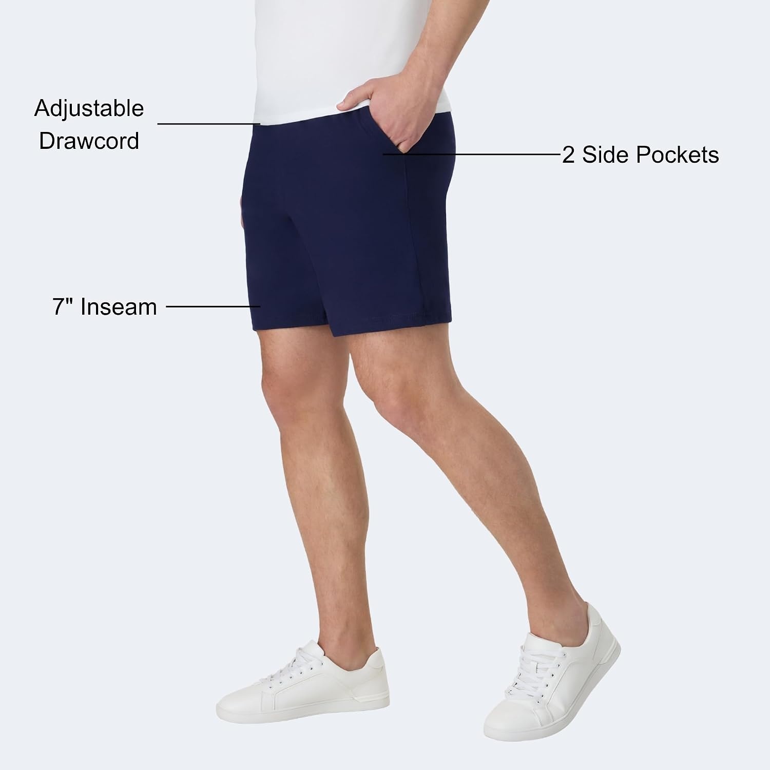 image:imageHanes Mens Originals Cotton Pockets Pullon Jersey Gym Shorts 7Athletic Navy