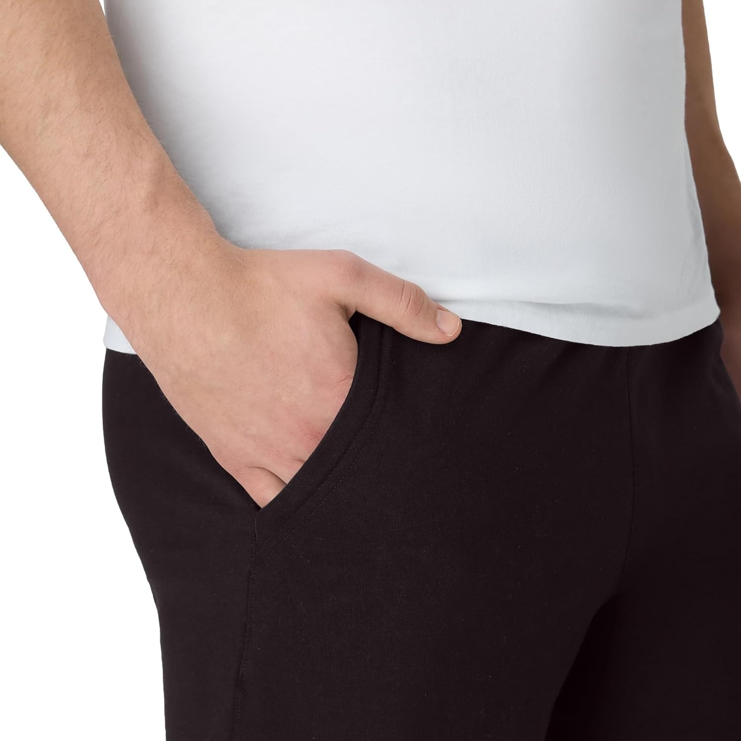 image:imageHanes Mens Originals Cotton Pockets Pullon Jersey Gym Shorts 7Black