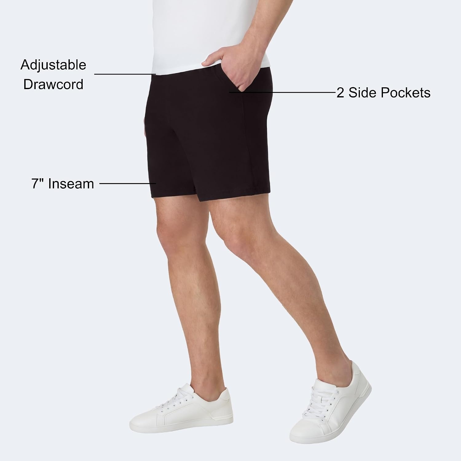image:imageHanes Mens Originals Cotton Pockets Pullon Jersey Gym Shorts 7Black