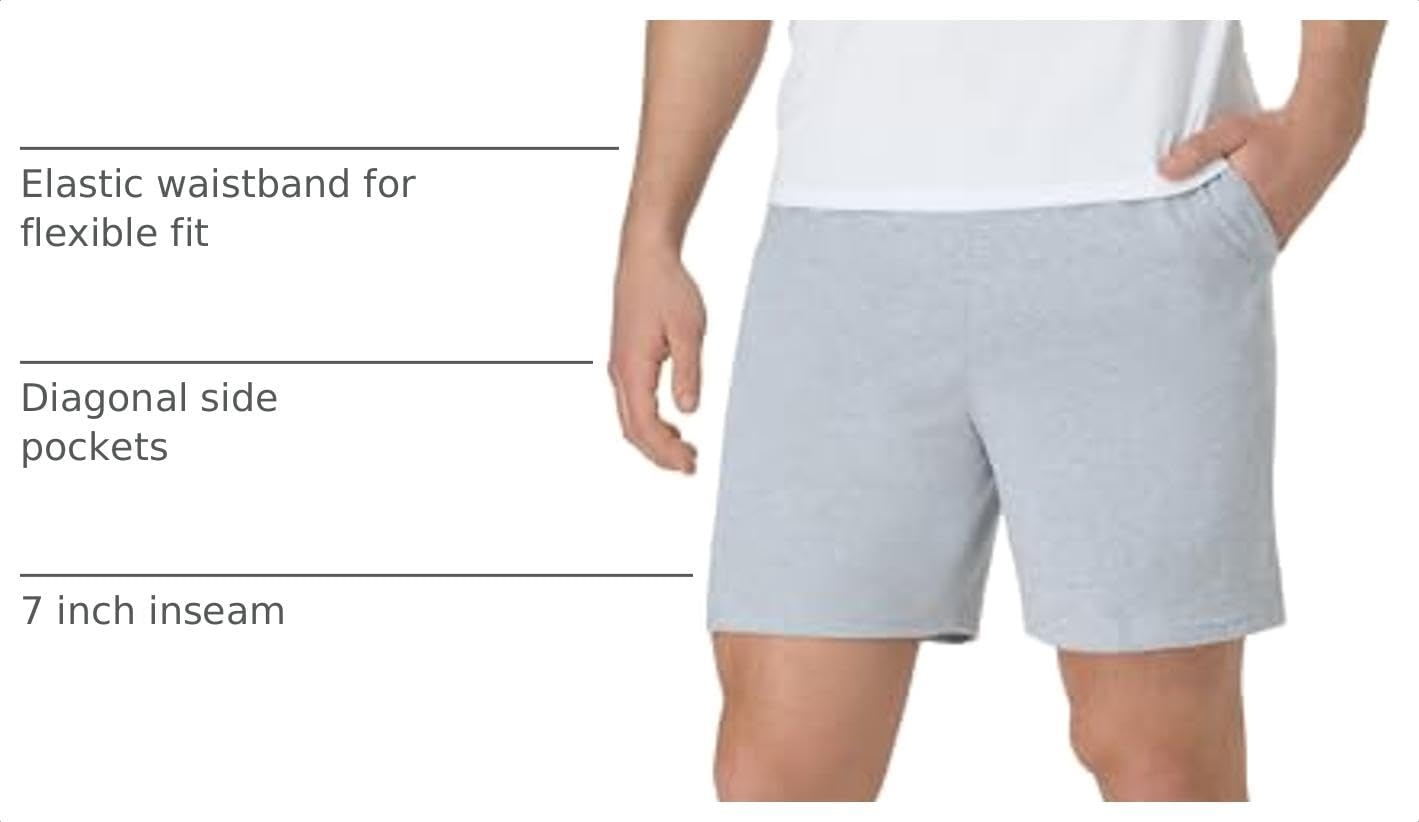 image:imageHanes Mens Originals Cotton Pockets Pullon Jersey Gym Shorts 7Light Steel
