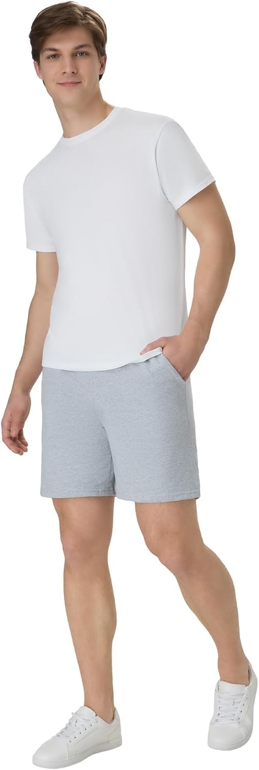 image:imageHanes Mens Originals Cotton Pockets Pullon Jersey Gym Shorts 7Light Steel