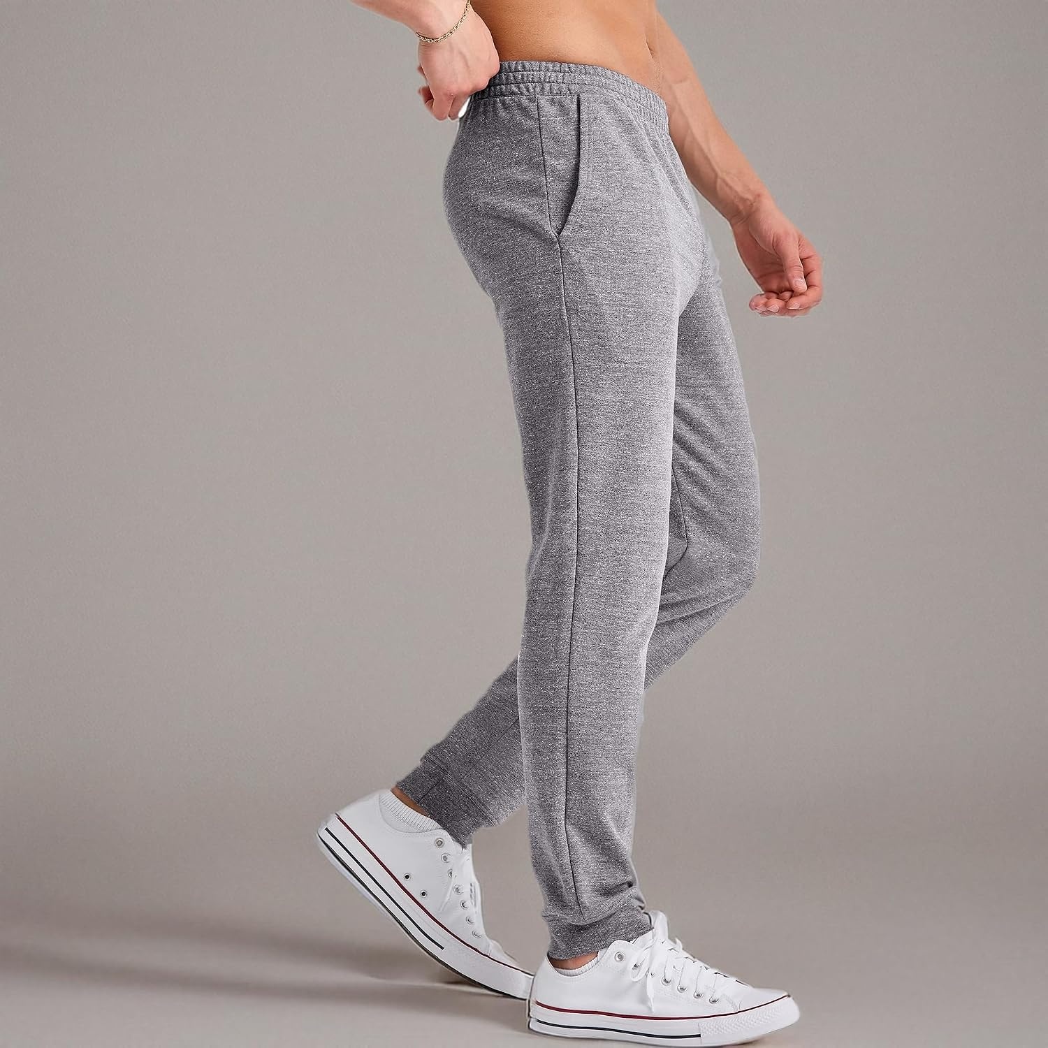 image:imageHanes Mens Originals French Terry Joggers Lightweight Sweatpants with Pockets 30 InseamBlack 50r Pe Heather