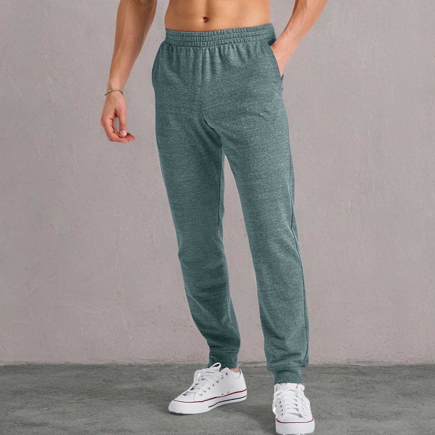 image:imageHanes Mens Originals French Terry Joggers Lightweight Sweatpants with Pockets 30 InseamCactus Pe Heather