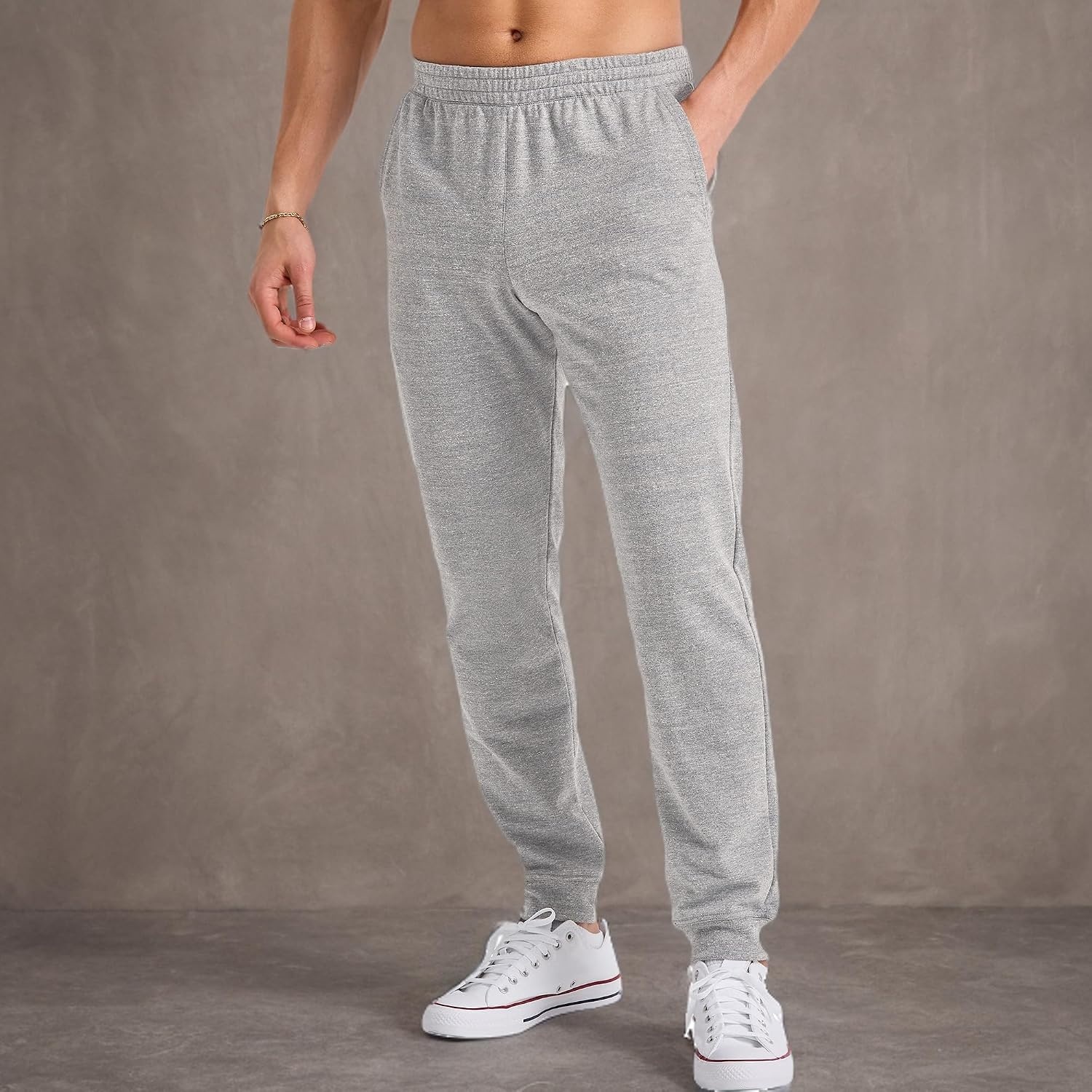 image:imageHanes Mens Originals French Terry Joggers Lightweight Sweatpants with Pockets 30 InseamConcrete Pe Heather
