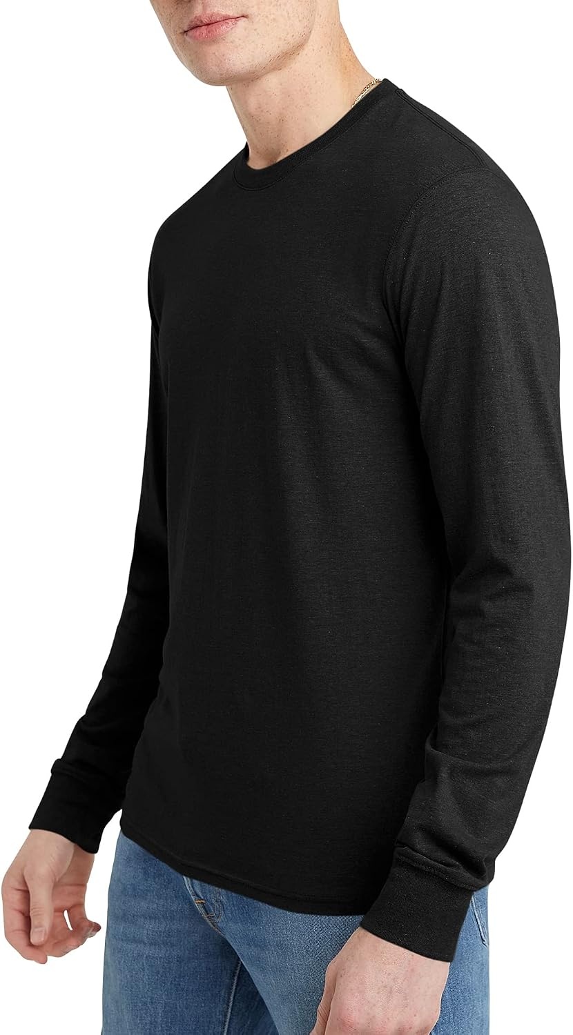 image:imageHanes Mens Originals Long Sleeve TShirt Lightweight TriBlend Jersey Tee for MenBlack