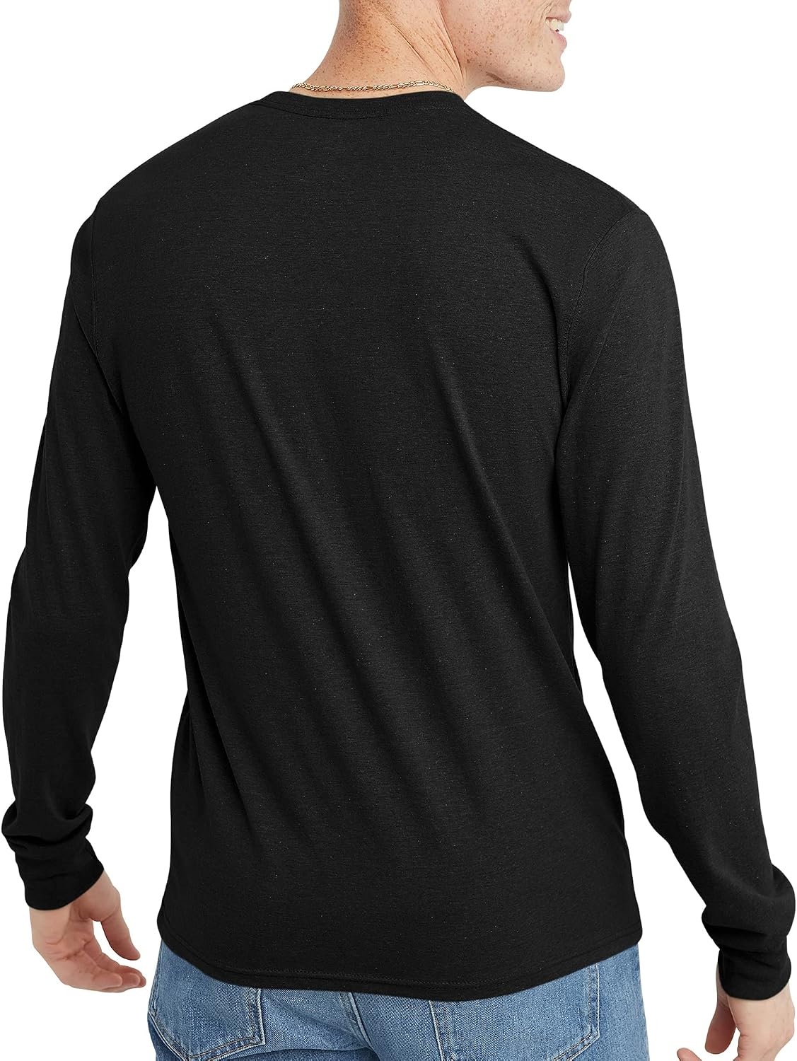 image:imageHanes Mens Originals Long Sleeve TShirt Lightweight TriBlend Jersey Tee for MenBlack