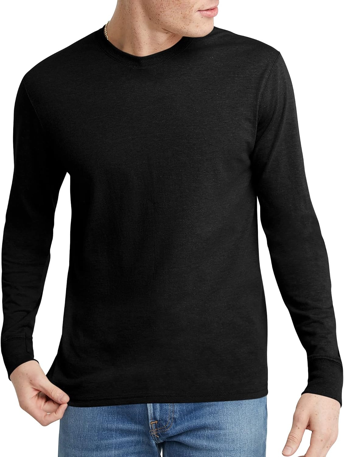 image:imageHanes Mens Originals Long Sleeve TShirt Lightweight TriBlend Jersey Tee for MenBlack