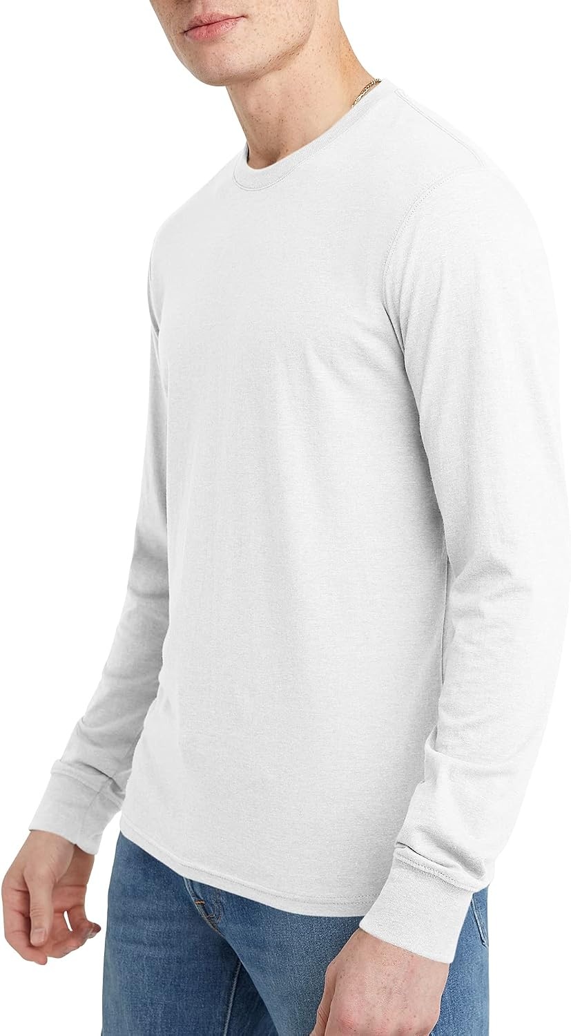 image:imageHanes Mens Originals Long Sleeve TShirt Lightweight TriBlend Jersey Tee for MenEco White