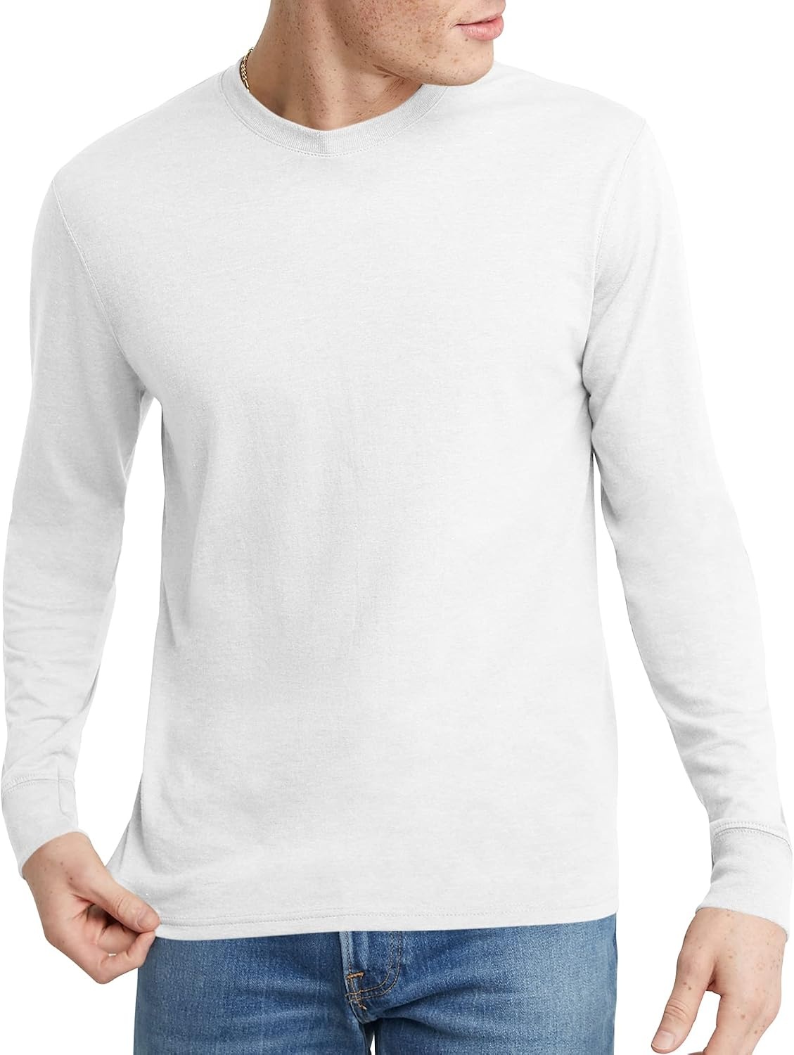 image:imageHanes Mens Originals Long Sleeve TShirt Lightweight TriBlend Jersey Tee for MenEco White