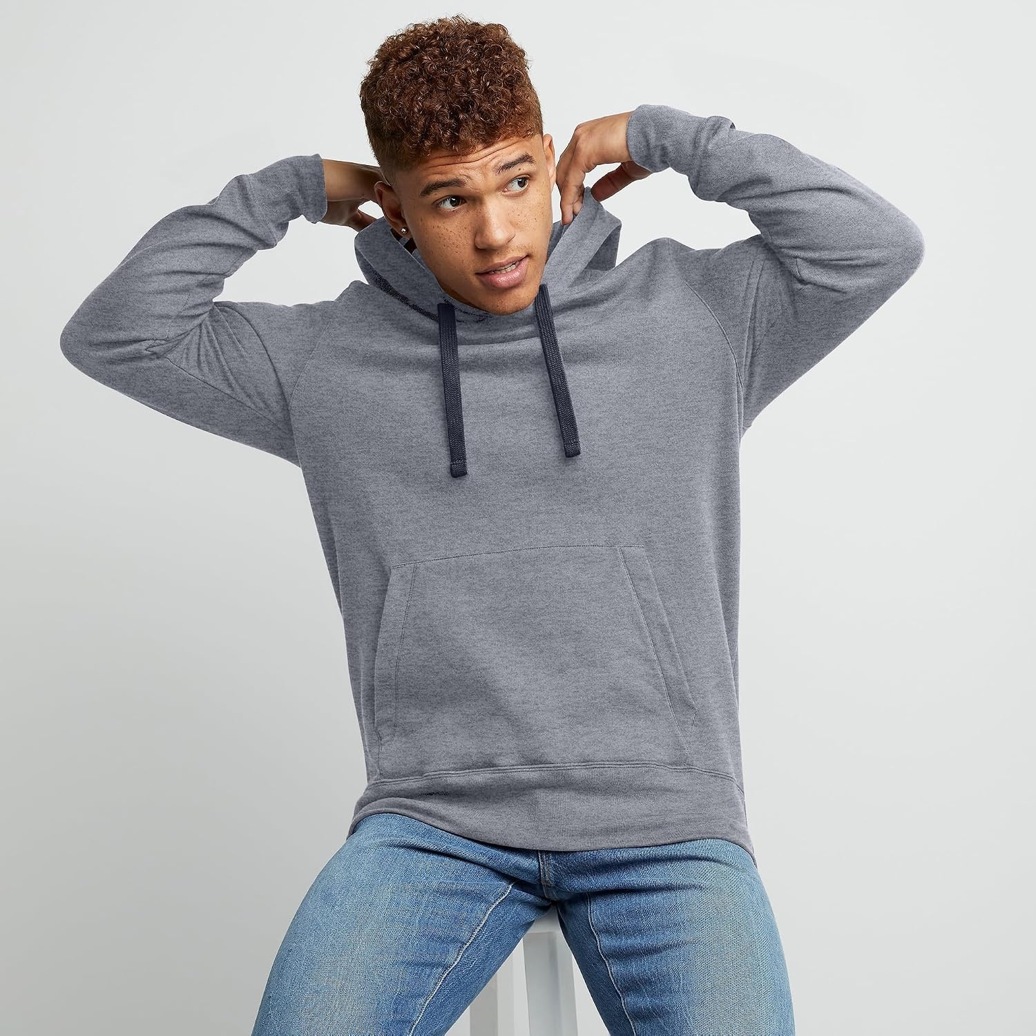 image:imageHanes Mens Originals Midweight Fleece Hoodie Pullover Hooded Sweatshirt for MenNavy Pe Heather