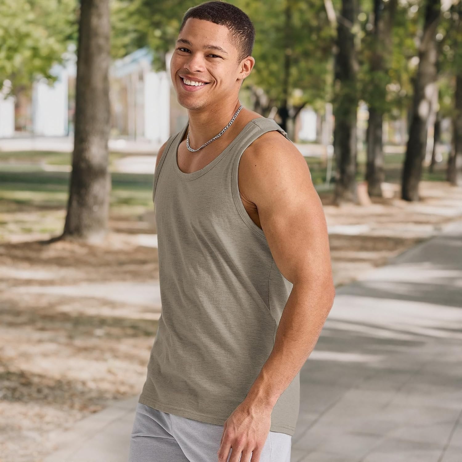 image:imageHanes Mens Originals TriBlend Tank Top Lightweight Tanks for Men Sleeveless Tank ShirtOregano Pe Heather