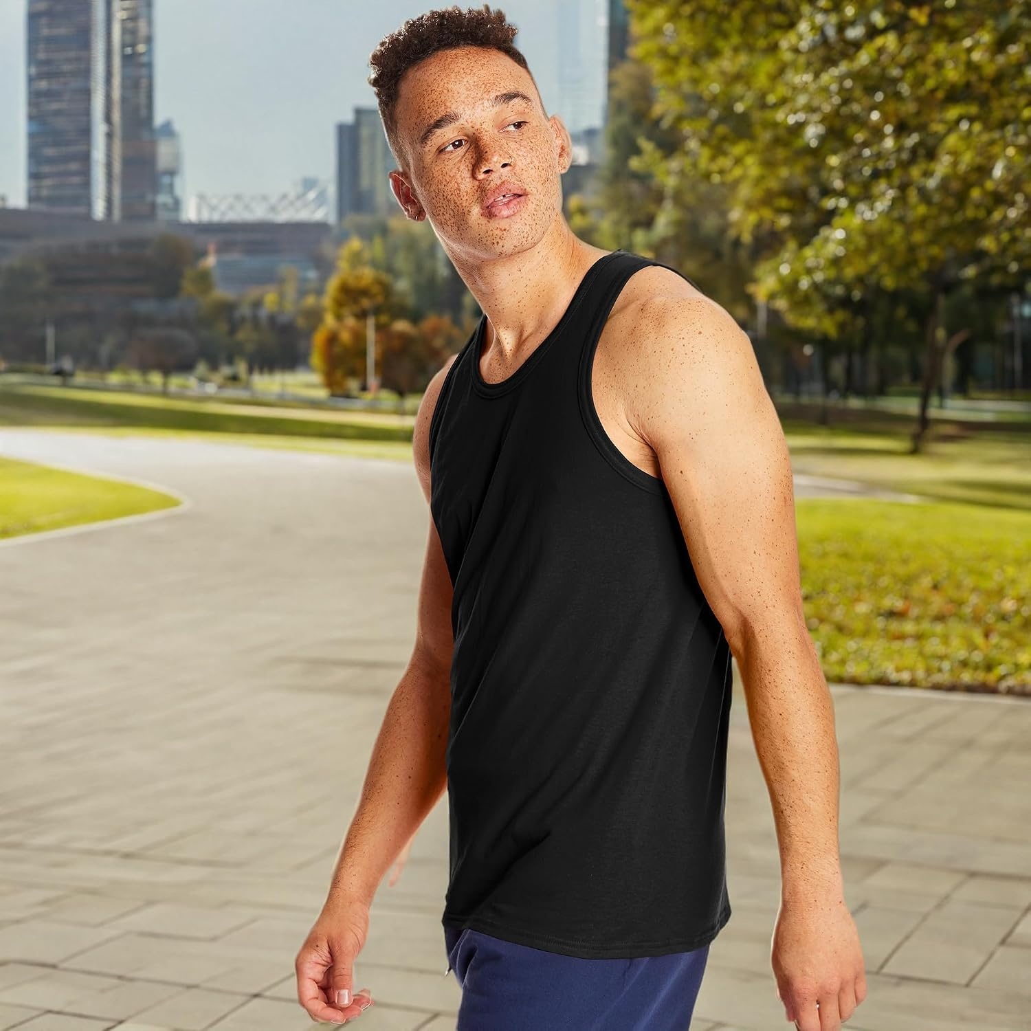 image:imageHanes Mens Performance Tank XTemp MoistureWicking Tank Top Solid Colors 2PackBlack