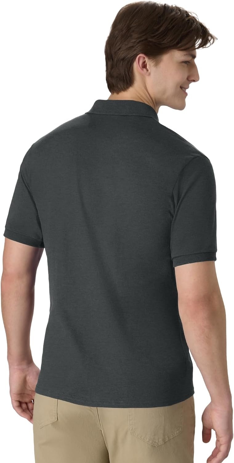 image:imageHanes Mens Short Sleeve Jersey Pocket Polo Pack of 2Charcoal Heather