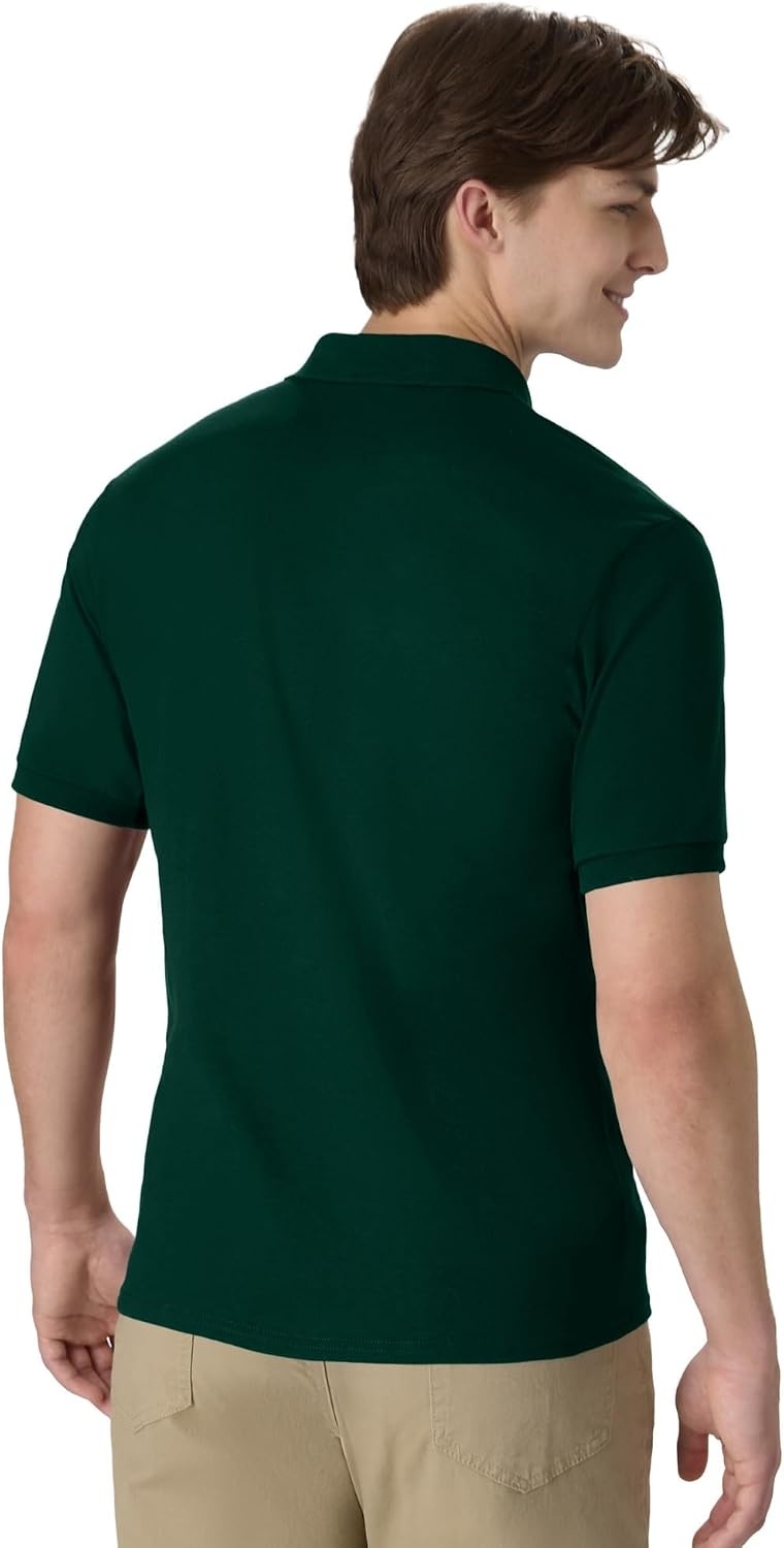 image:imageHanes Mens Short Sleeve Jersey Pocket Polo Pack of 2Deep Forest