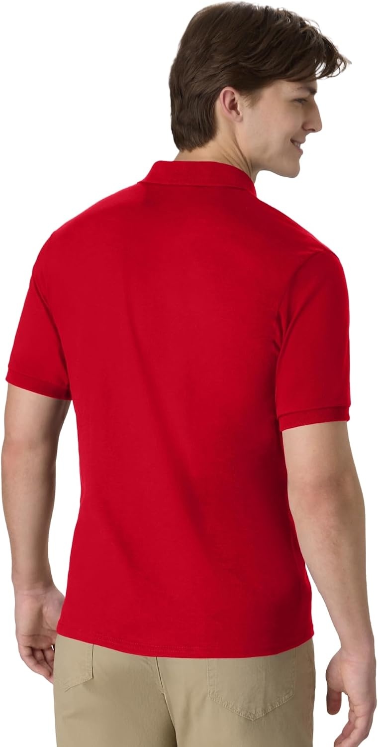 image:imageHanes Mens Short Sleeve Jersey Pocket Polo Pack of 2Deep Red