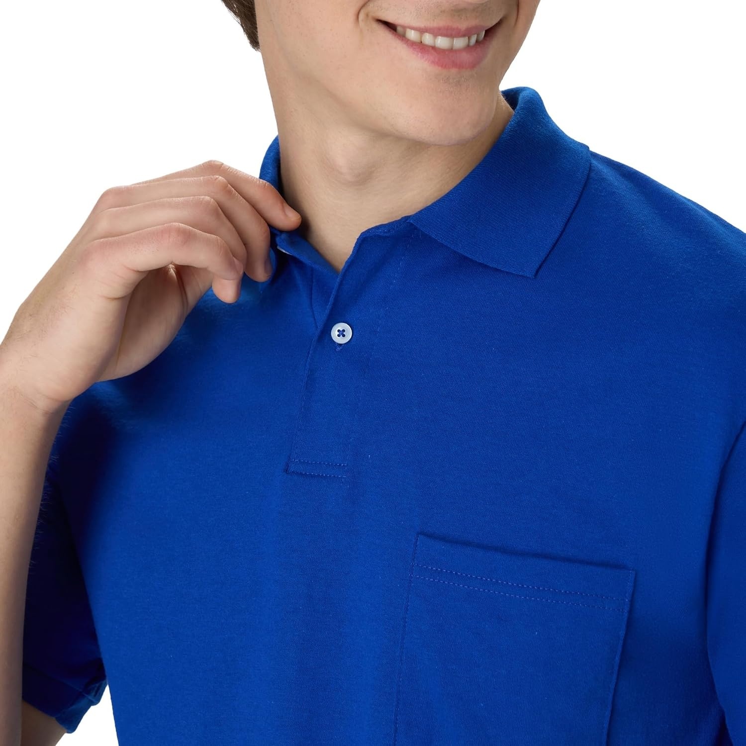 image:imageHanes Mens Short Sleeve Jersey Pocket Polo Pack of 2Deep Royal