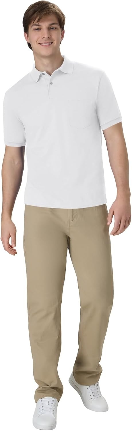 image:imageHanes Mens Short Sleeve Jersey Pocket Polo Pack of 2White