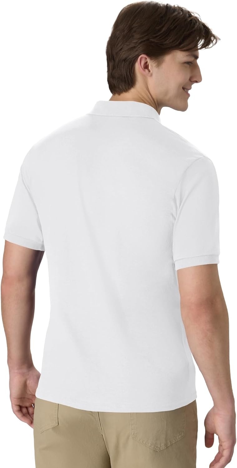 image:imageHanes Mens Short Sleeve Jersey Pocket Polo Pack of 2White