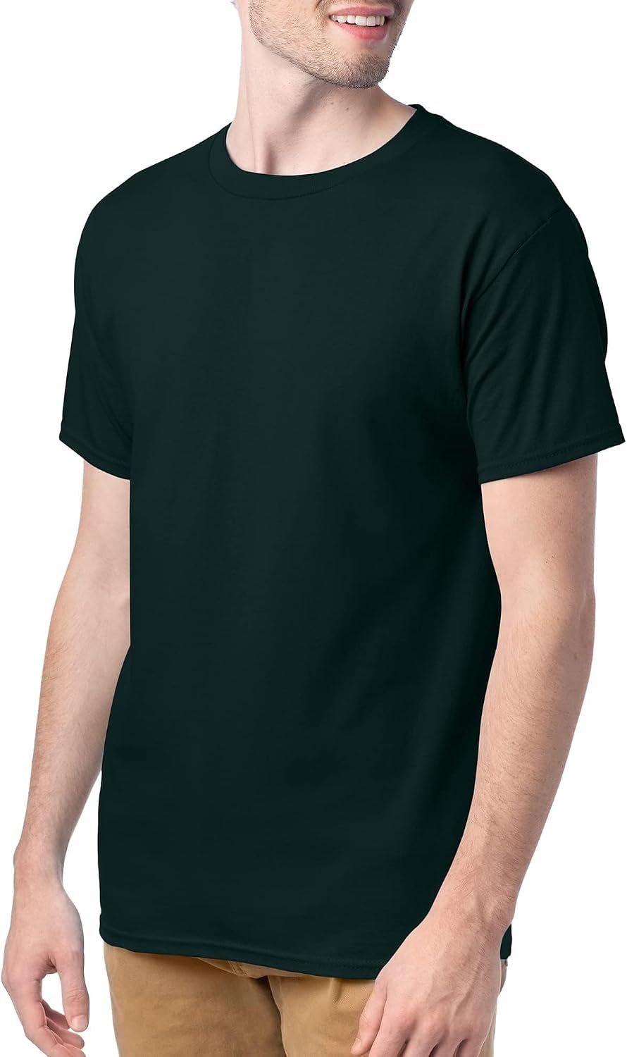 image:imageHanes Mens TShirt Pack 4 or 6 Pack EssentialT Crewneck Cotton TShirts Everyday Mens Clothing Big amp TallDeep Forest