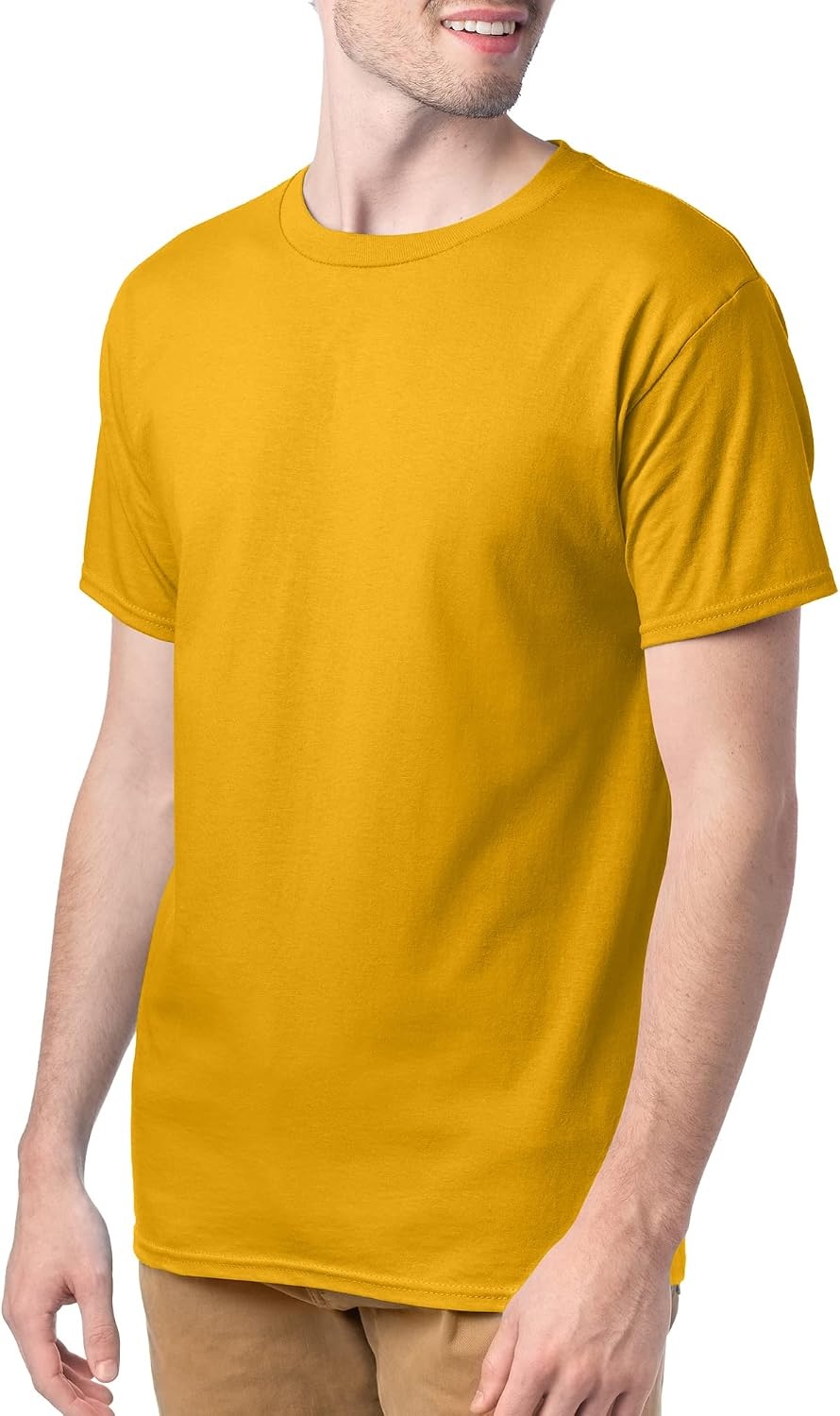 image:imageHanes Mens TShirt Pack 4 or 6 Pack EssentialT Crewneck Cotton TShirts Everyday Mens Clothing Big amp TallGold 4 Pack
