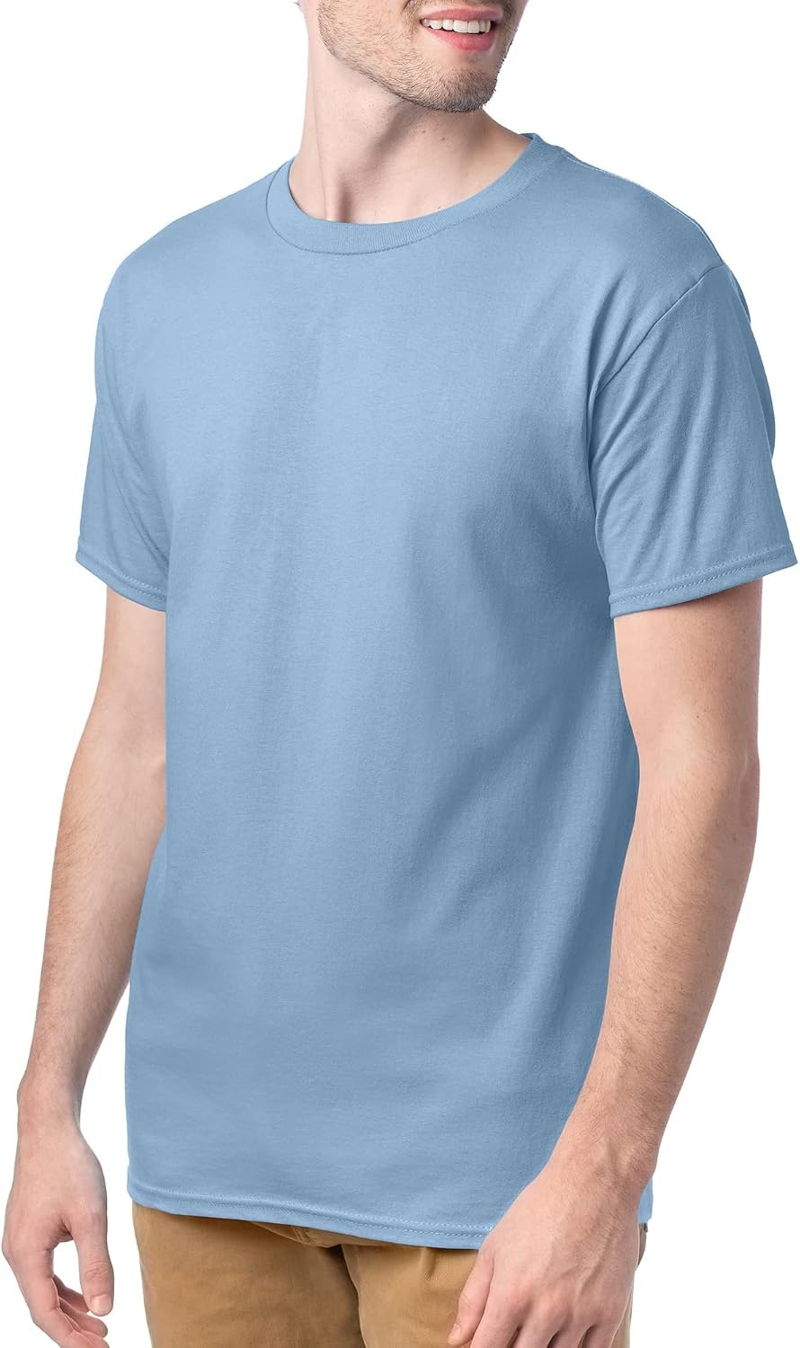 image:imageHanes Mens TShirt Pack 4 or 6 Pack EssentialT Crewneck Cotton TShirts Everyday Mens Clothing Big amp TallLight Blue 4 Pack