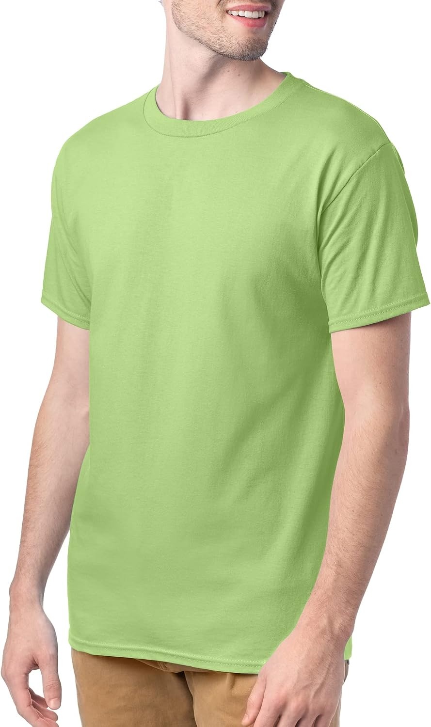 image:imageHanes Mens TShirt Pack 4 or 6 Pack EssentialT Crewneck Cotton TShirts Everyday Mens Clothing Big amp TallLime 4 Pack