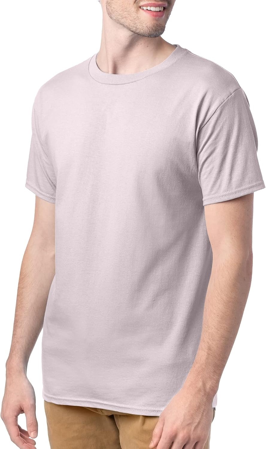 image:imageHanes Mens TShirt Pack 4 or 6 Pack EssentialT Crewneck Cotton TShirts Everyday Mens Clothing Big amp TallPale Pink 4 Pack