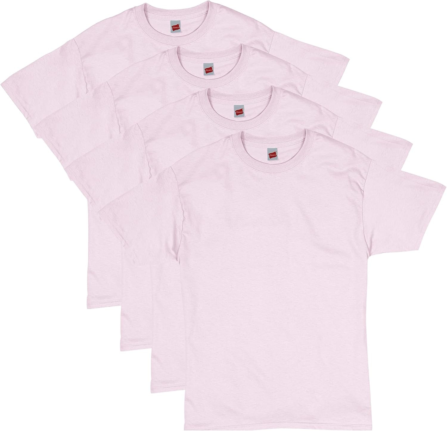 image:imageHanes Mens TShirt Pack 4 or 6 Pack EssentialT Crewneck Cotton TShirts Everyday Mens Clothing Big amp TallPale Pink 4 Pack