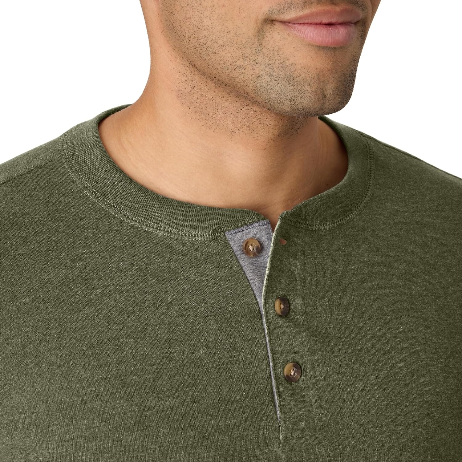 image:imageHanes Mens TShirts Mens Beefyt Henley Shirts Mens Cotton Long Sleeve ShirtsCamouflage Green Htr