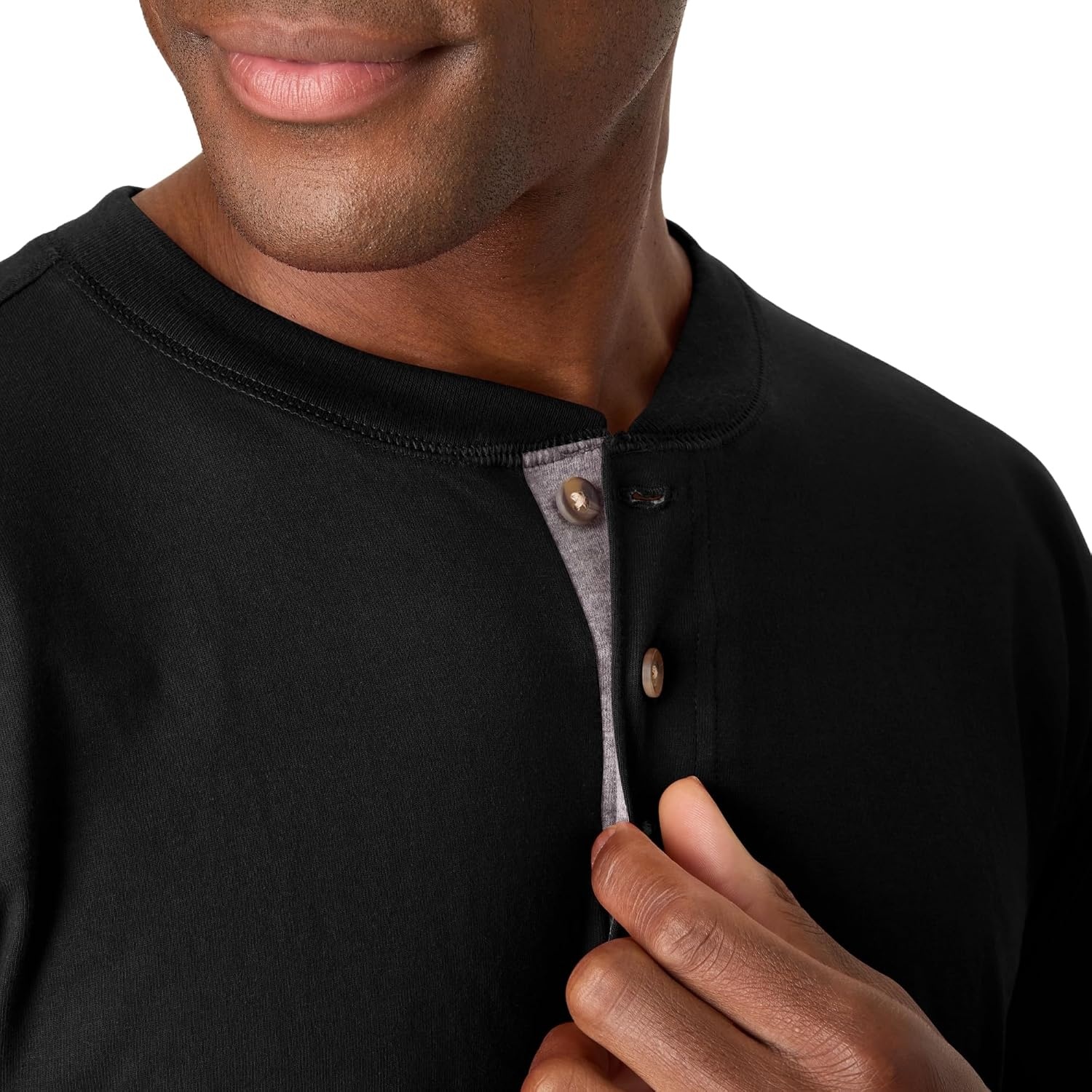 image:imageHanes Mens TShirts Mens Beefyt Henley Shirts Mens Cotton Long Sleeve ShirtsEbony