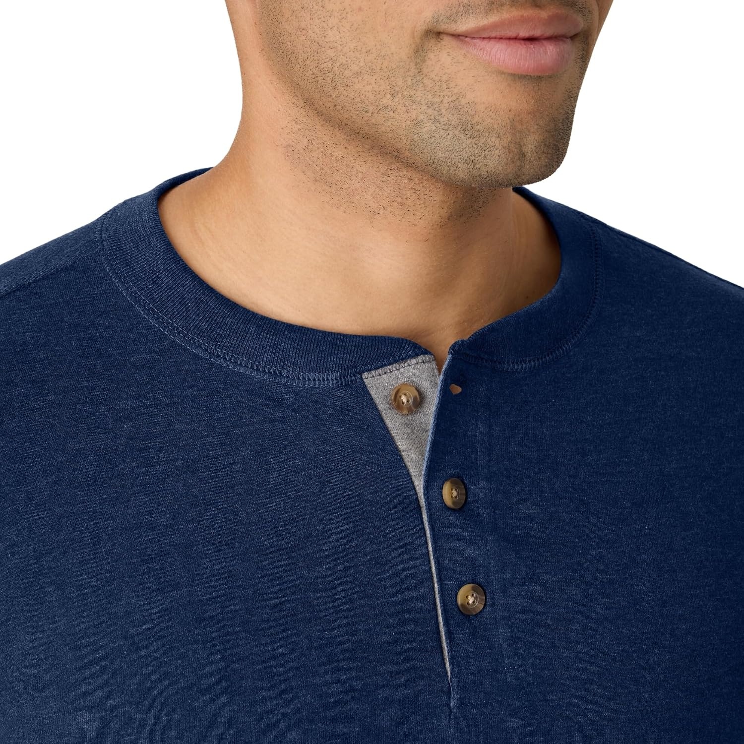 image:imageHanes Mens TShirts Mens Beefyt Henley Shirts Mens Cotton Long Sleeve ShirtsNavy Heather