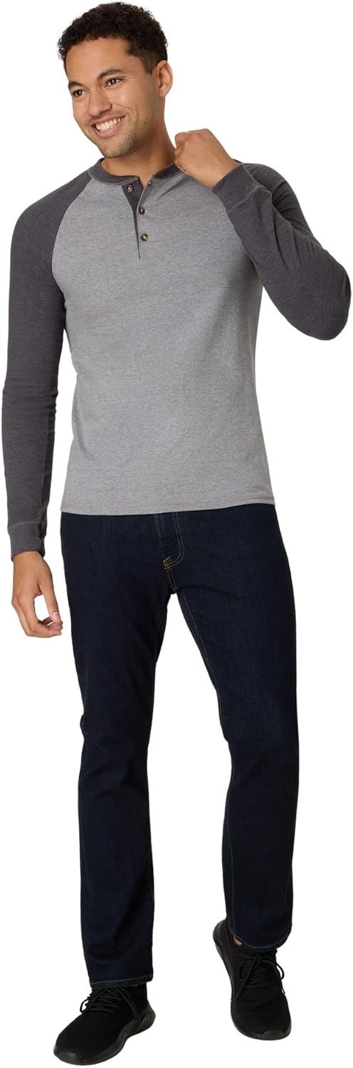 image:imageHanes Mens TShirts Mens Beefyt Henley Shirts Mens Cotton Long Sleeve ShirtsOxford GraySlate Heather
