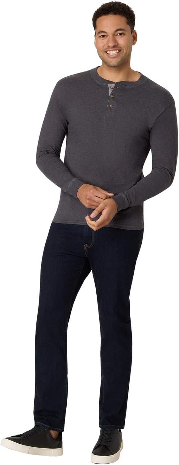 image:imageHanes Mens TShirts Mens Beefyt Henley Shirts Mens Cotton Long Sleeve ShirtsSlate Heather