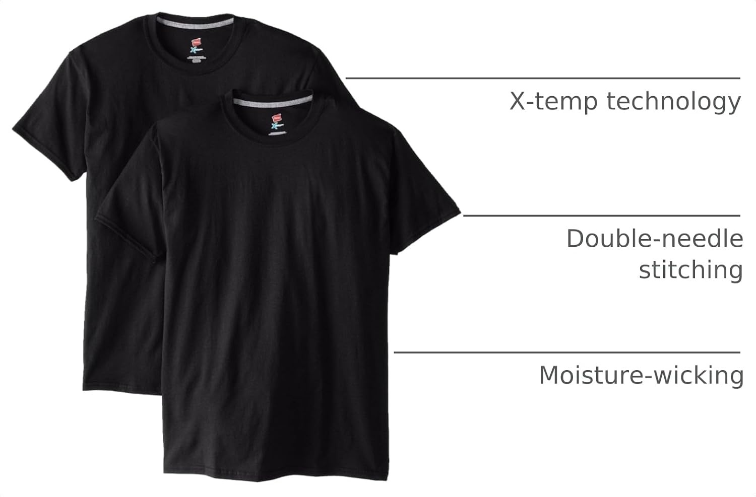 image:imageHanes Mens XTemp Performance TShirt Pack Cotton Blend MoistureWicking Tees for Men 2PackBlack