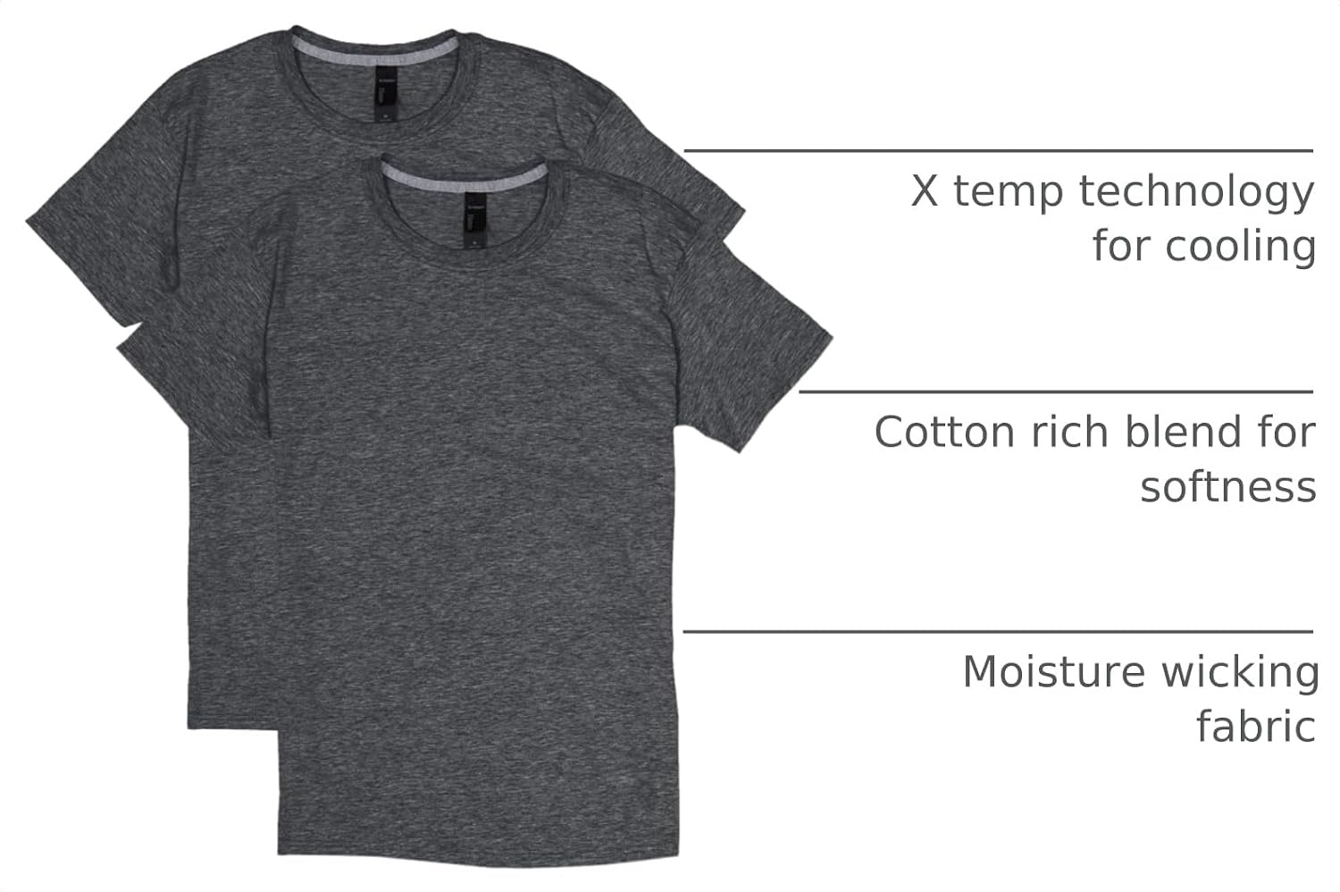 image:imageHanes Mens XTemp Performance TShirt Pack Cotton Blend MoistureWicking Tees for Men 2PackCharcoal Heather