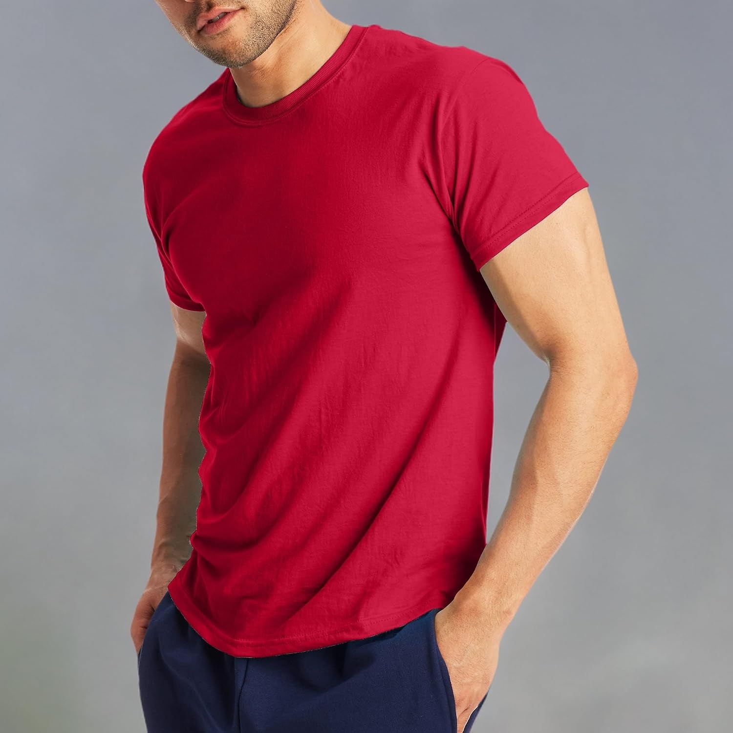 image:imageHanes Mens XTemp Performance TShirt Pack Cotton Blend MoistureWicking Tees for Men 2PackDeep Red