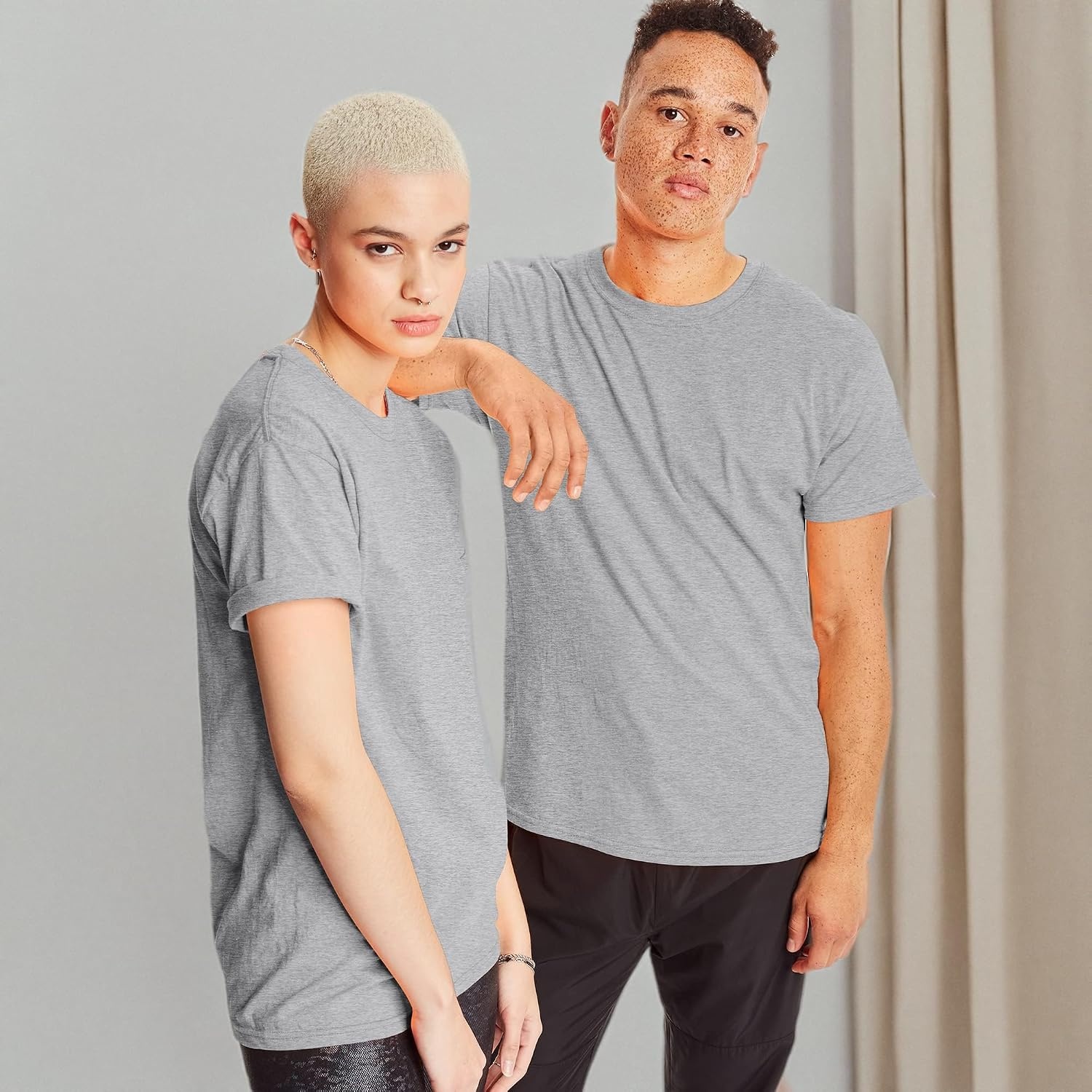 image:imageHanes Mens XTemp Performance TShirt Pack Cotton Blend MoistureWicking Tees for Men 2PackLight Steel