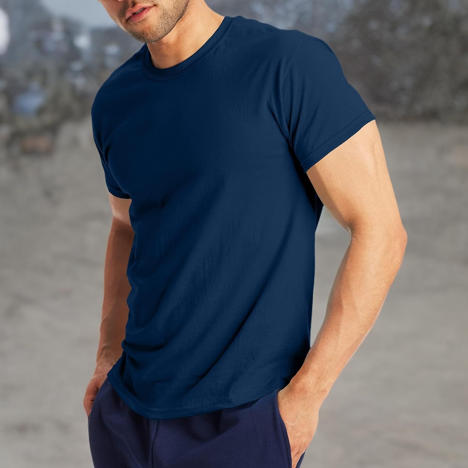 image:imageHanes Mens XTemp Performance TShirt Pack Cotton Blend MoistureWicking Tees for Men 2PackNavy
