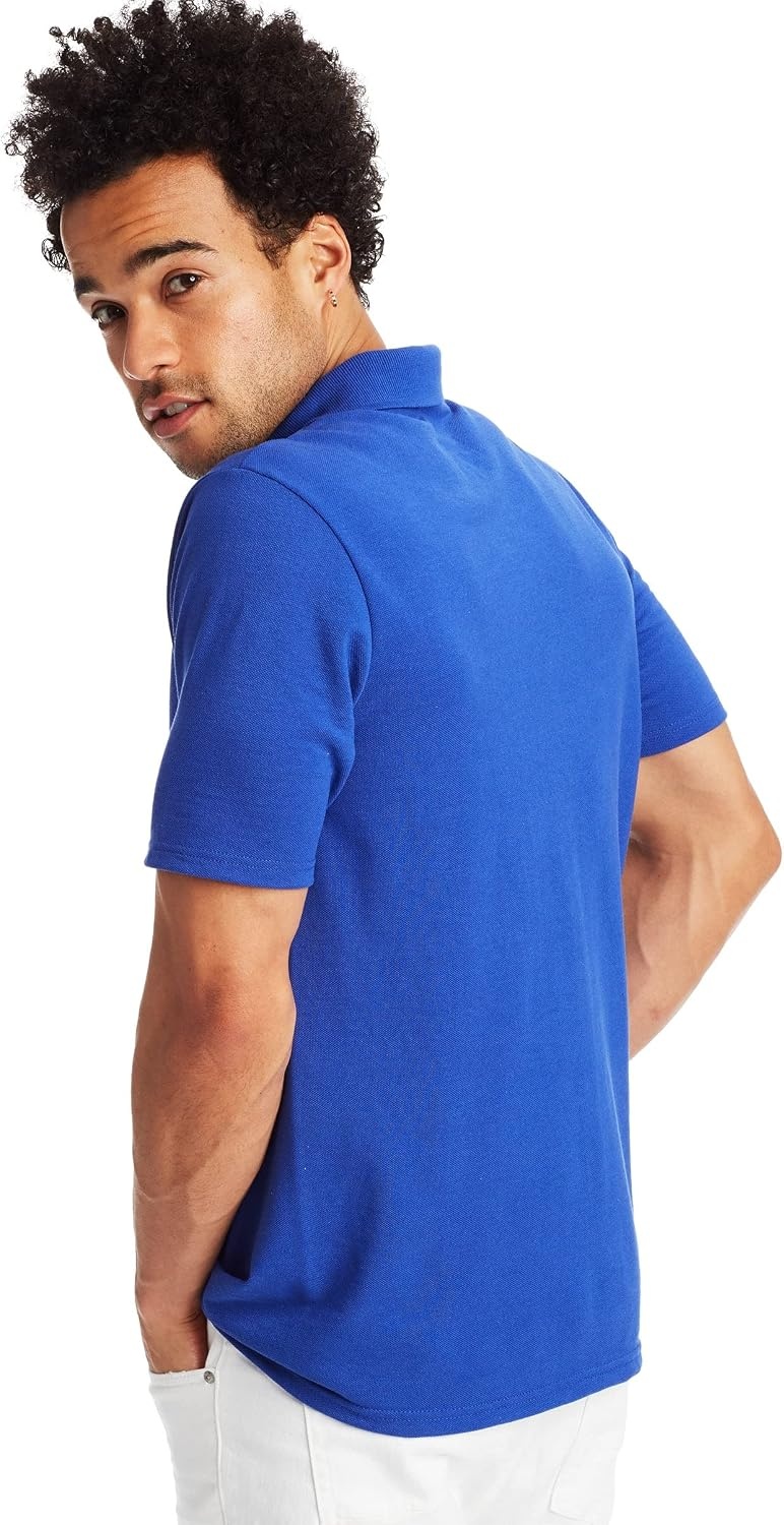 image:imageHanes Mens XTemp Short Sleeve Polo Shirt Midweight Mens ShirtBlue Horizon