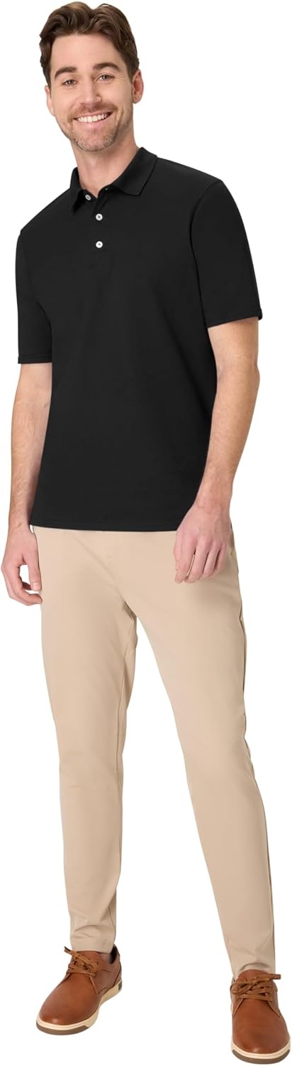 image:imageHanes mens Xtemp Performance Polo Cotton Blend Sport Shirt for Men With Odor ControlBlack
