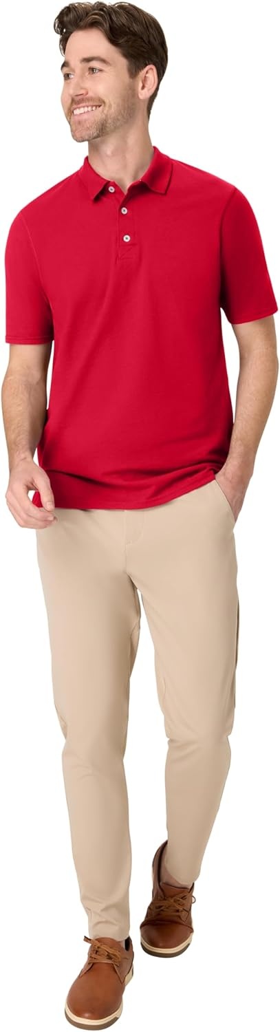 image:imageHanes mens Xtemp Performance Polo Cotton Blend Sport Shirt for Men With Odor ControlDeep Red