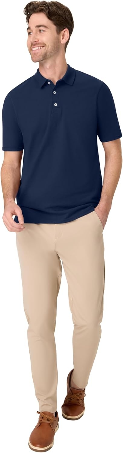 image:imageHanes mens Xtemp Performance Polo Cotton Blend Sport Shirt for Men With Odor ControlNavy