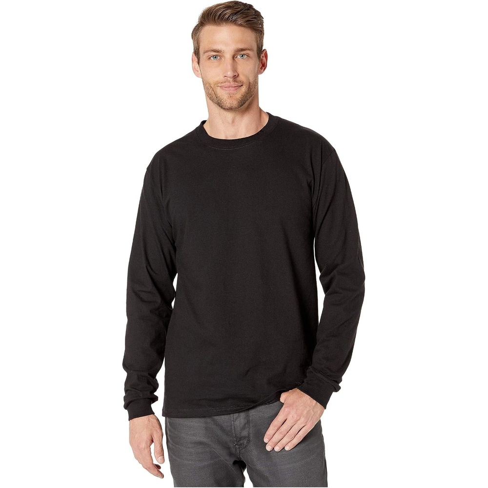 image:imageHanes Mens Beefy Long Sleeve Shirt 1 or 2 PackBlack 1 Pack