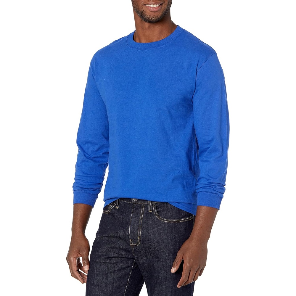 image:imageHanes Mens Beefy Long Sleeve Shirt 1 or 2 PackDeep Royal 1 Pack