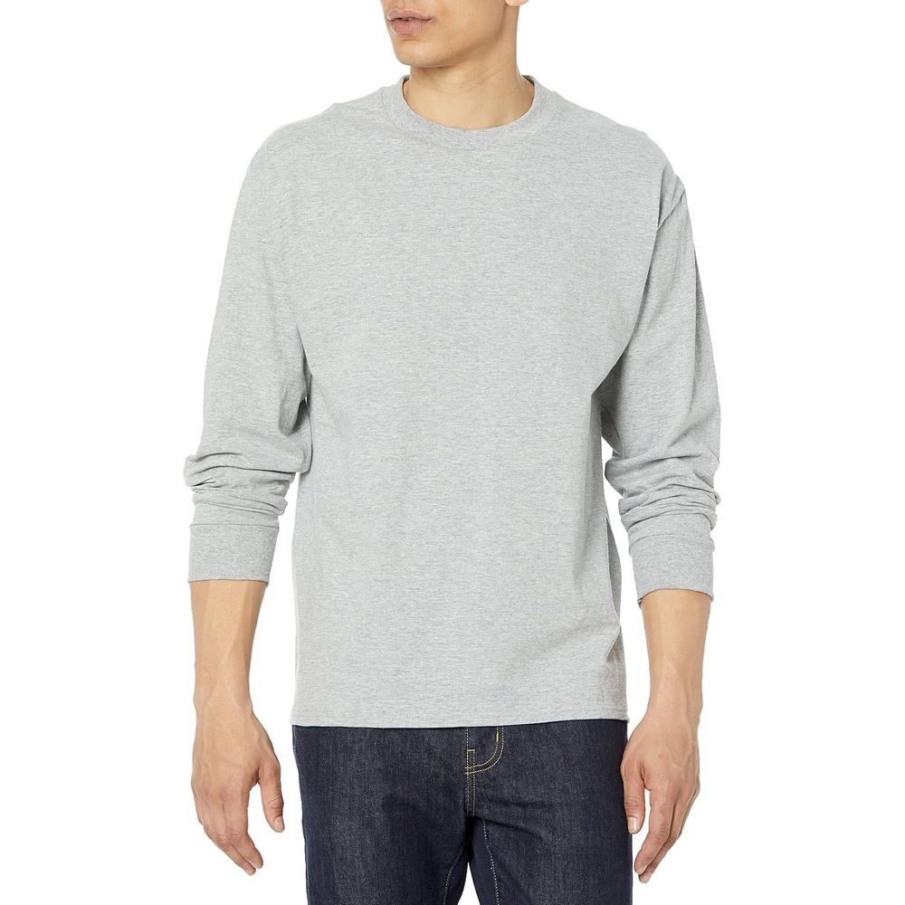 image:imageHanes Mens Beefy Long Sleeve Shirt 1 or 2 PackLight Steel 1 Pack